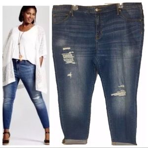 Ava & Viv Sz 26W Power Stretch Raw Edge Jeggings